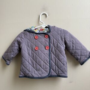 Baby Boden 6-12 Months Quilted Floral Jacket Hooded